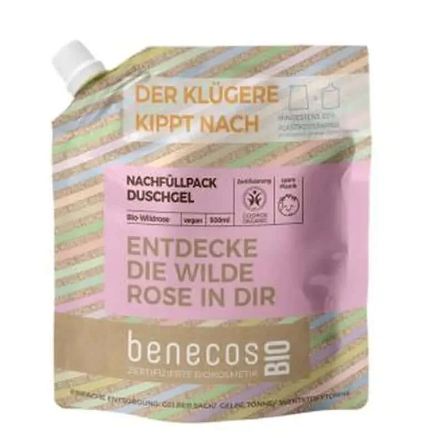 Benecos Rose Badegel M.Refill 500Ml. Bio Vegan