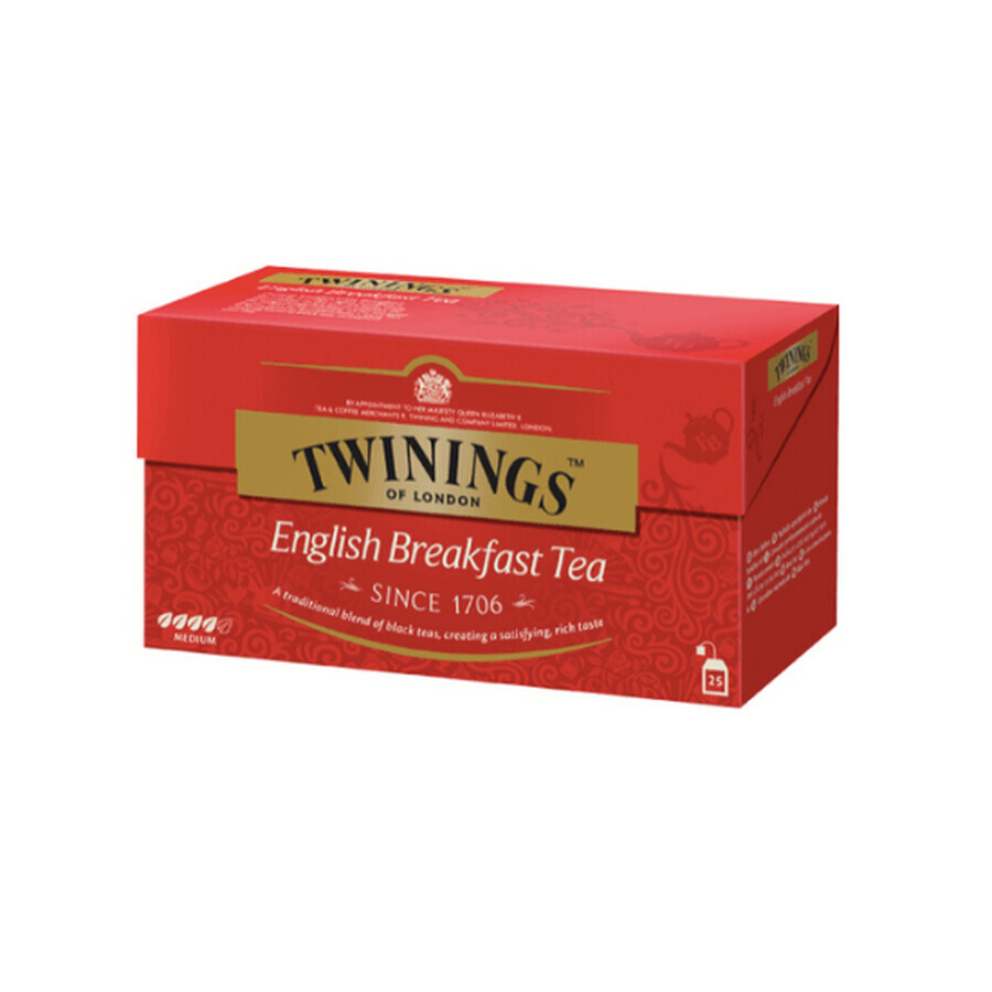 Thé noir English Breakfast, 25 sachets, Twinings