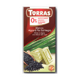 Witte chocolade met zeewier en zwart zeezout, suikervrij, 75 g, Torras
