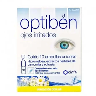 Optiben Geïrriteerde Ogen Oogdruppels 10 Ampullen (Eenmalige dosis)