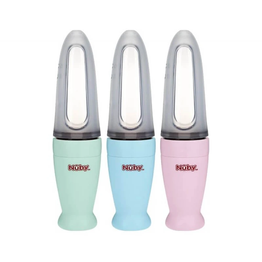 Dispositif d'alimentation en silicone avec cuillère, +3 mois, Nuby