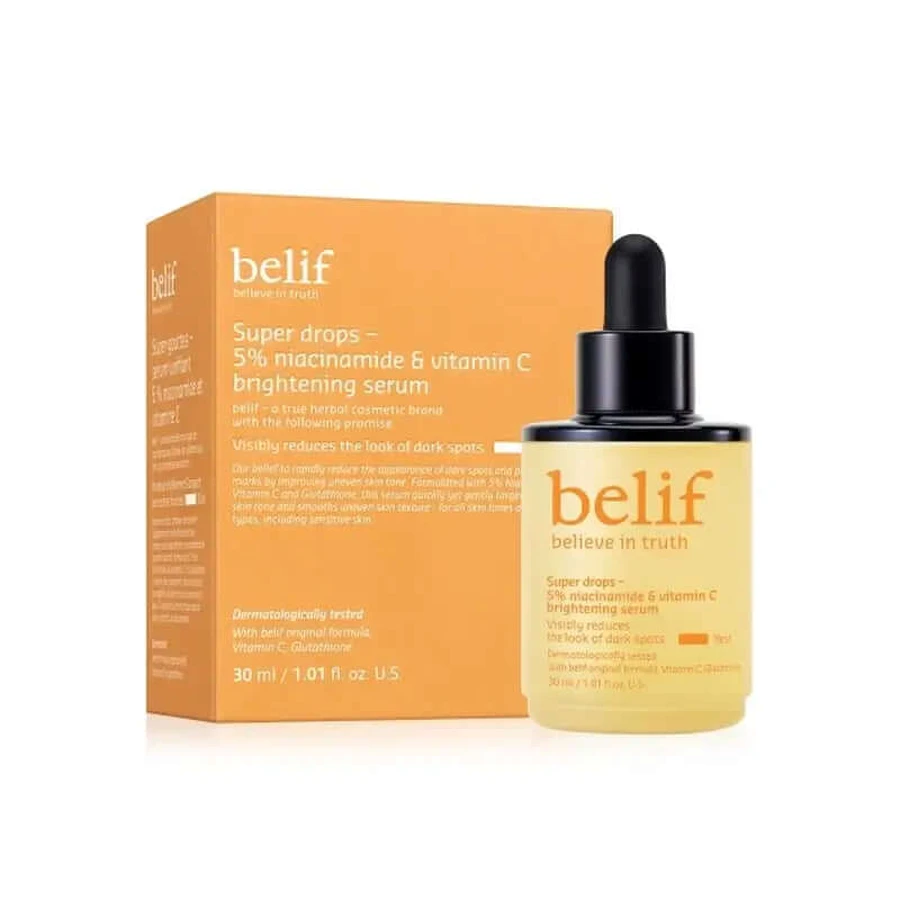 Belif Super Drops - Siero illuminante al 5% di niacinamide e vitamina C , 30 ml