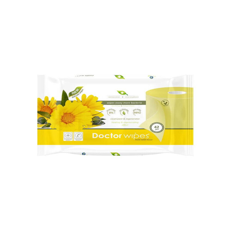 Carta igienica bagnata con estratto di calendula, 42 pezzi, Doctor Wipes