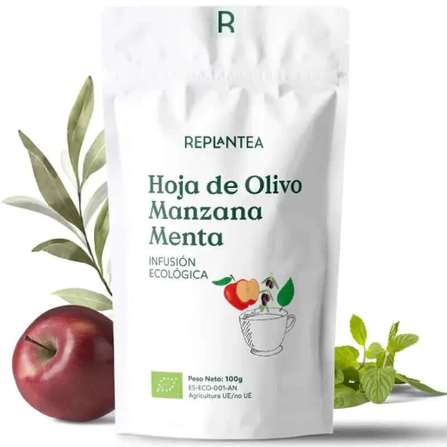 Replantea Biologisch Olijfblad, Appel & Muntinfusie, 100 g
