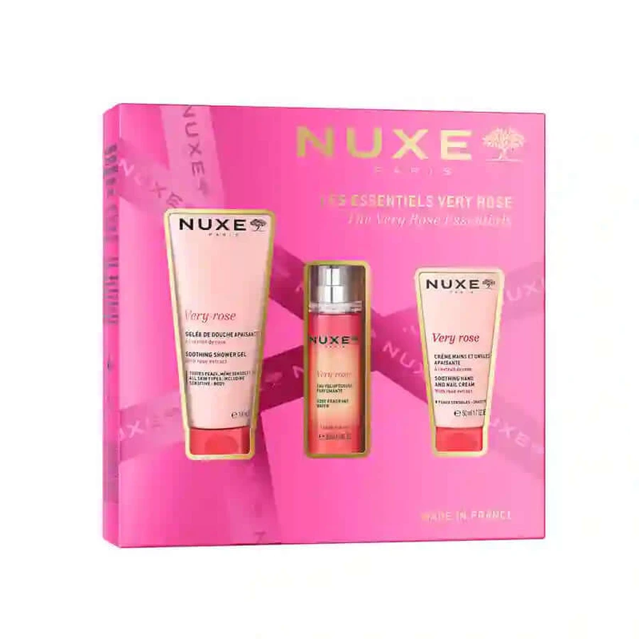 Nuxe Very Rose Gift Chest Very Rose żel oczyszczający + krem do rąk + woda perfumowana: ceny i cechy