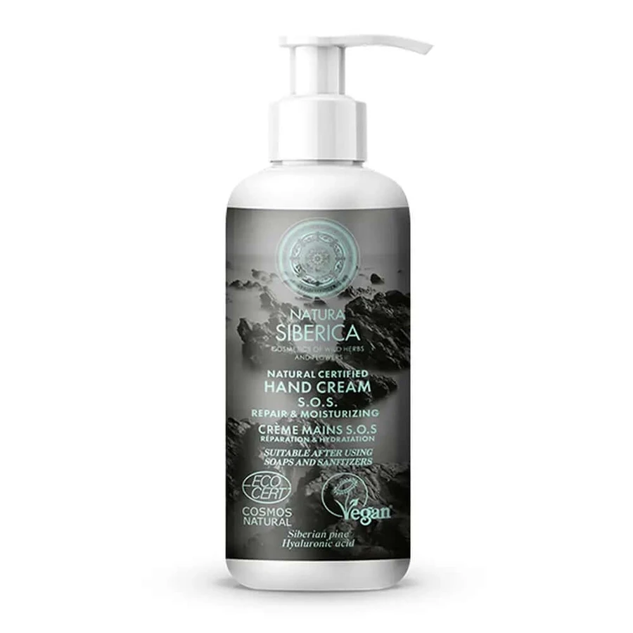 Natura Siberica Sos Cremă de mâini reparatoare și hidratantă, 250 Ml