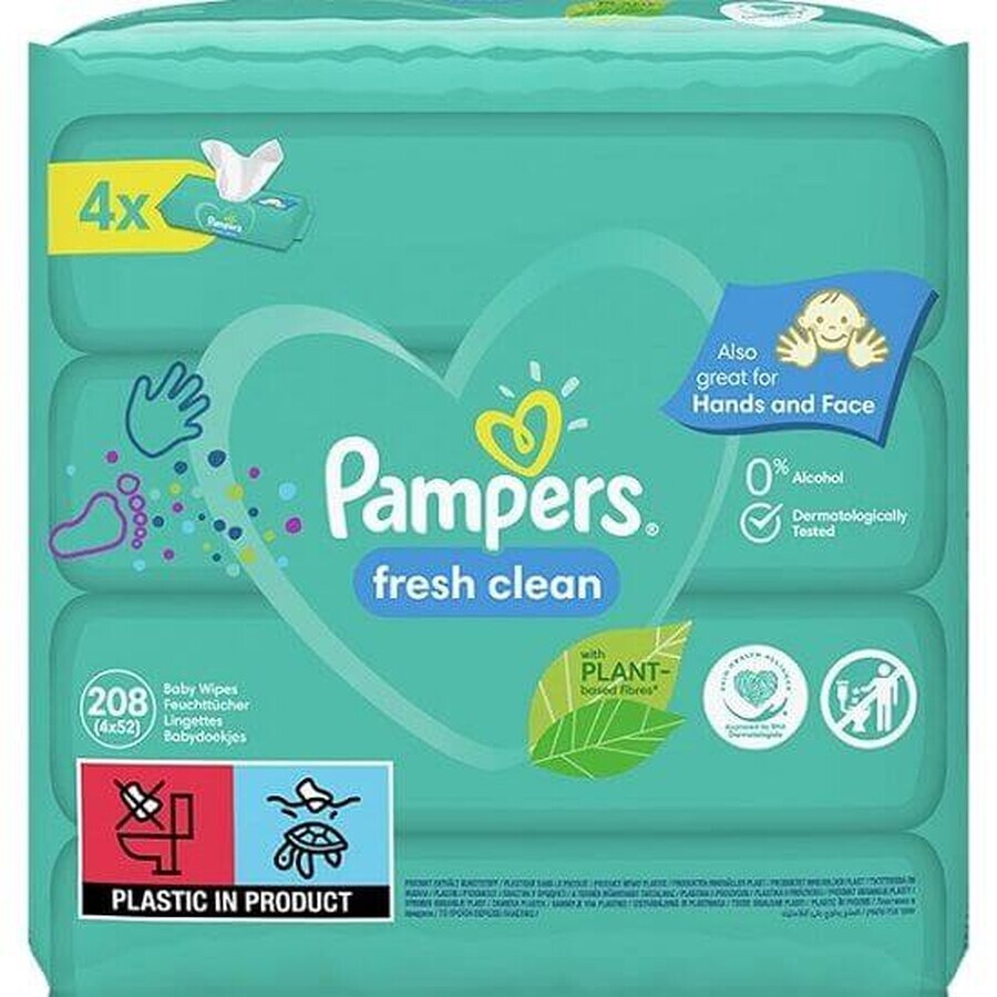 Paquete de toallitas húmedas Fresh Clean, 4x52 unidades, Pampers