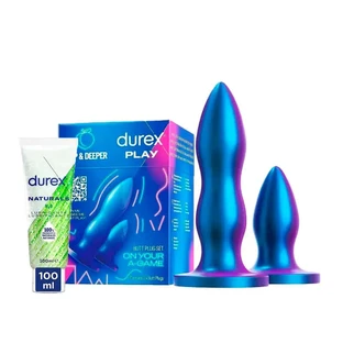 Durex Pack Dopuri anale, Set Deep & Deeper + Lubrifiant natural 100 ml