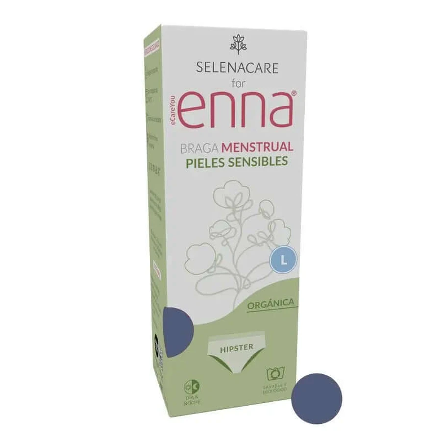 Enna Braga Menstrual Ginecological Organic Hipster - Flujo Medio, Talla L, Color Azul / Gris