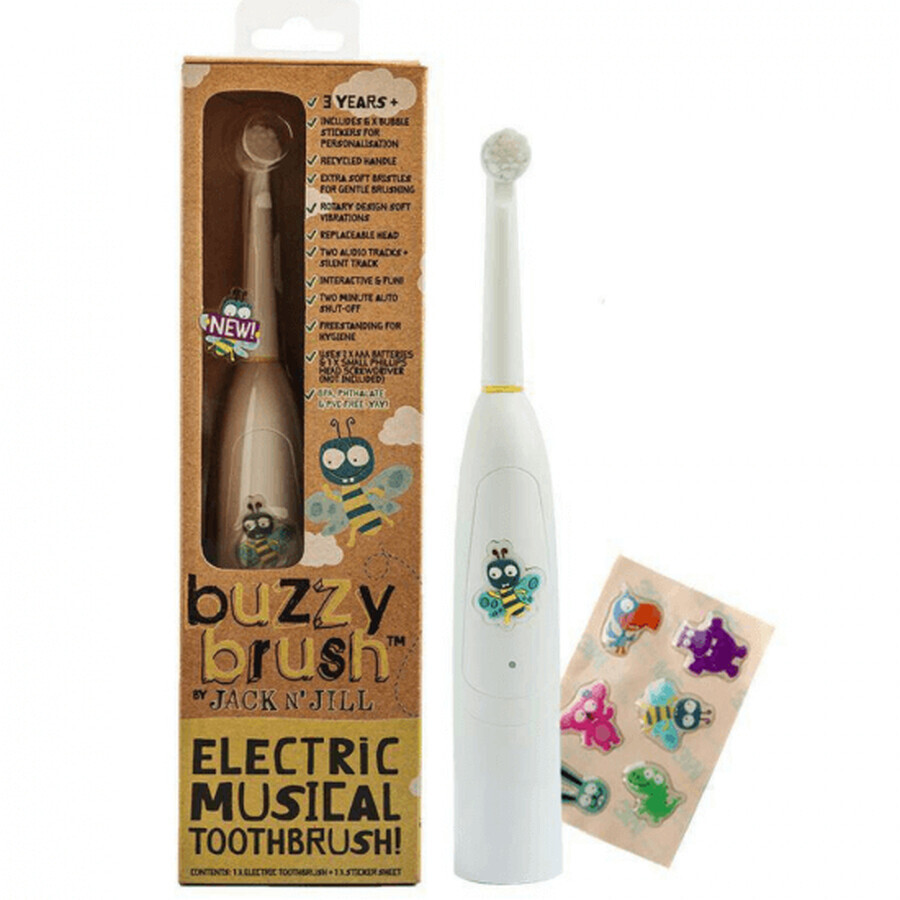 Periuta de dinti electrica muzicala pentru copii Buzzy Brush, +3 ani, Jack N Jill