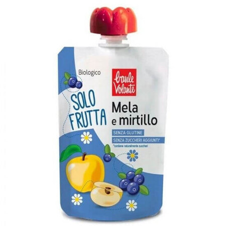 Purée de pommes et de myrtilles bio sans gluten, 100 g, Baule Volante