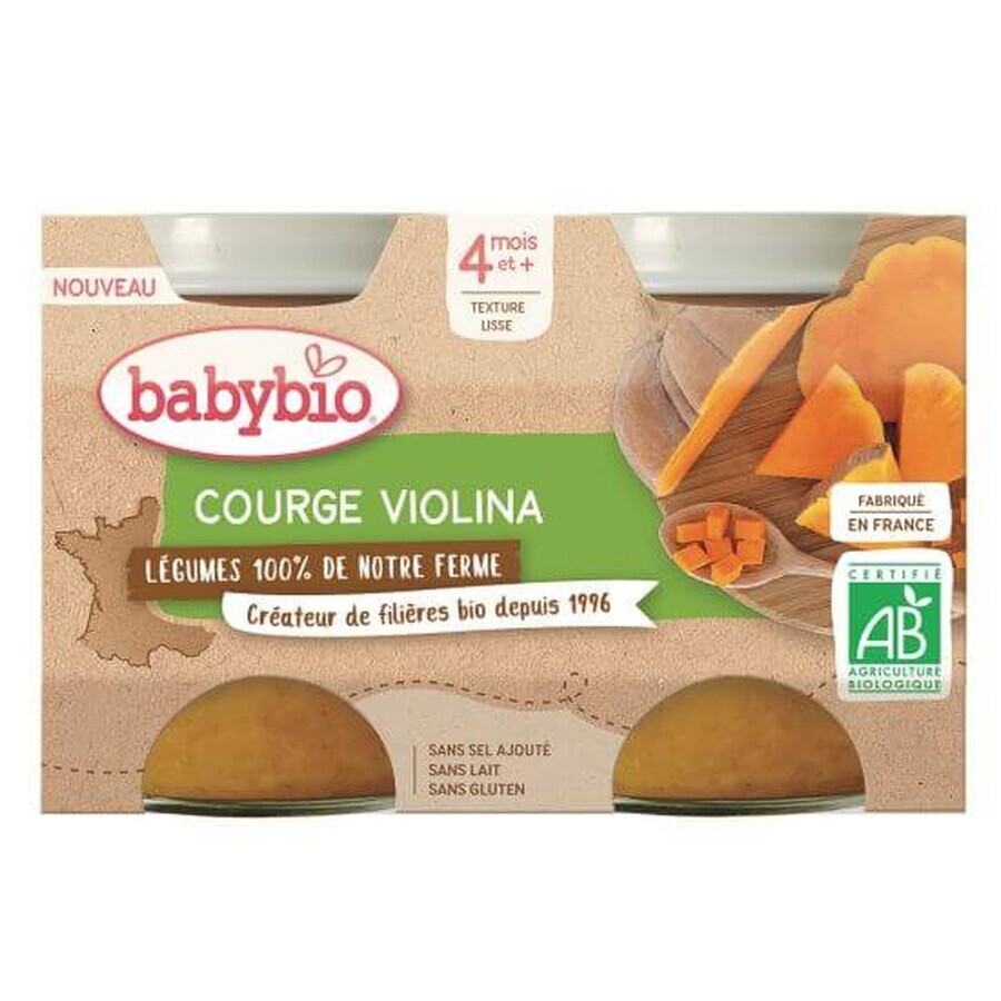 Purée de potiron Violina eco, +4 mois, 2x130g Babybio