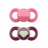 Lot de 2 sucettes en silicone sans anneau Jour et Nuit, +14 mois, Rose, Dentistar