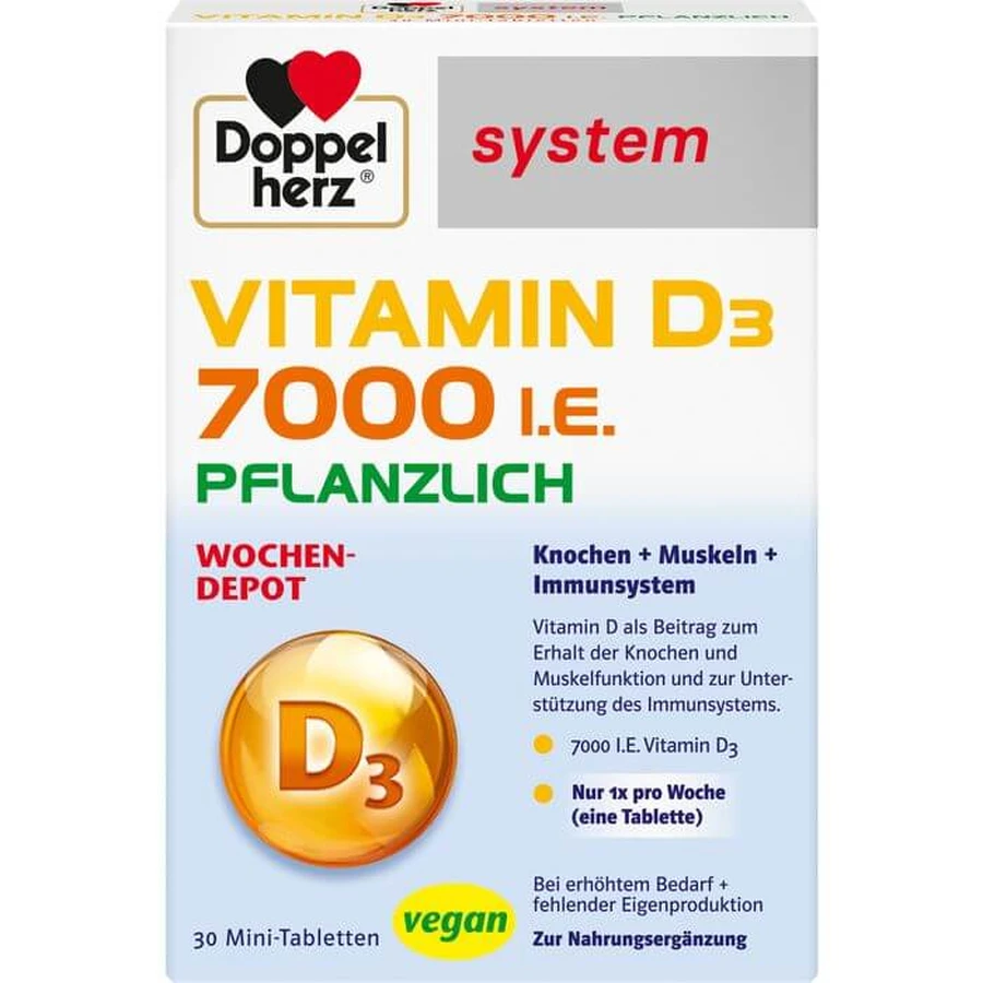 DOPPELHERZ Vitamine D3 7000 U.I. herbal sys.TAB 30 St.