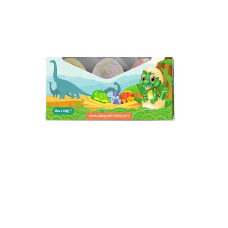 Lot de 3 bombes de bain aux œufs de dinosaures avec surprises, Easycare Baby