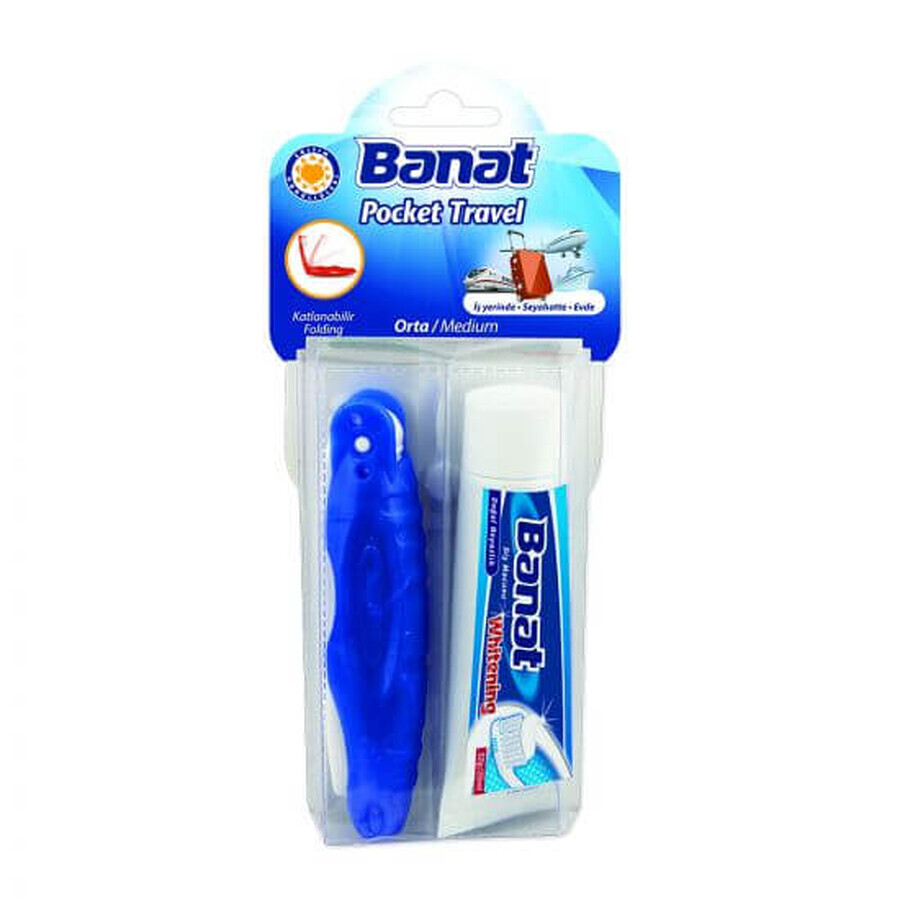 Set de voyage brosse à dents et dentifrice, couleurs variées, Banat