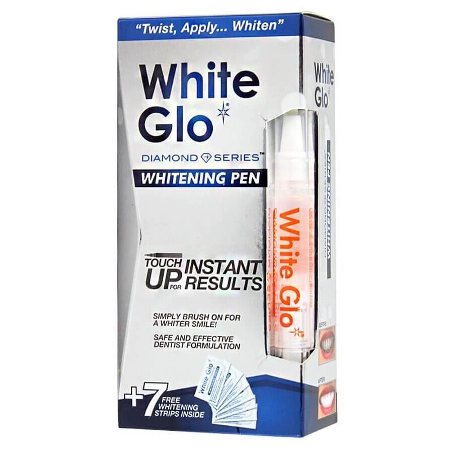 Matita sbiancante per denti White Glo, 1 pezzo, Barros Laboratories