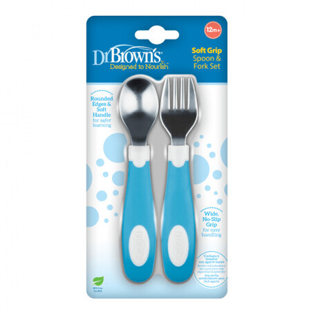 Set de fourchettes et cuillères Soft Grip +12 mois, Blue, Dr Brown`s