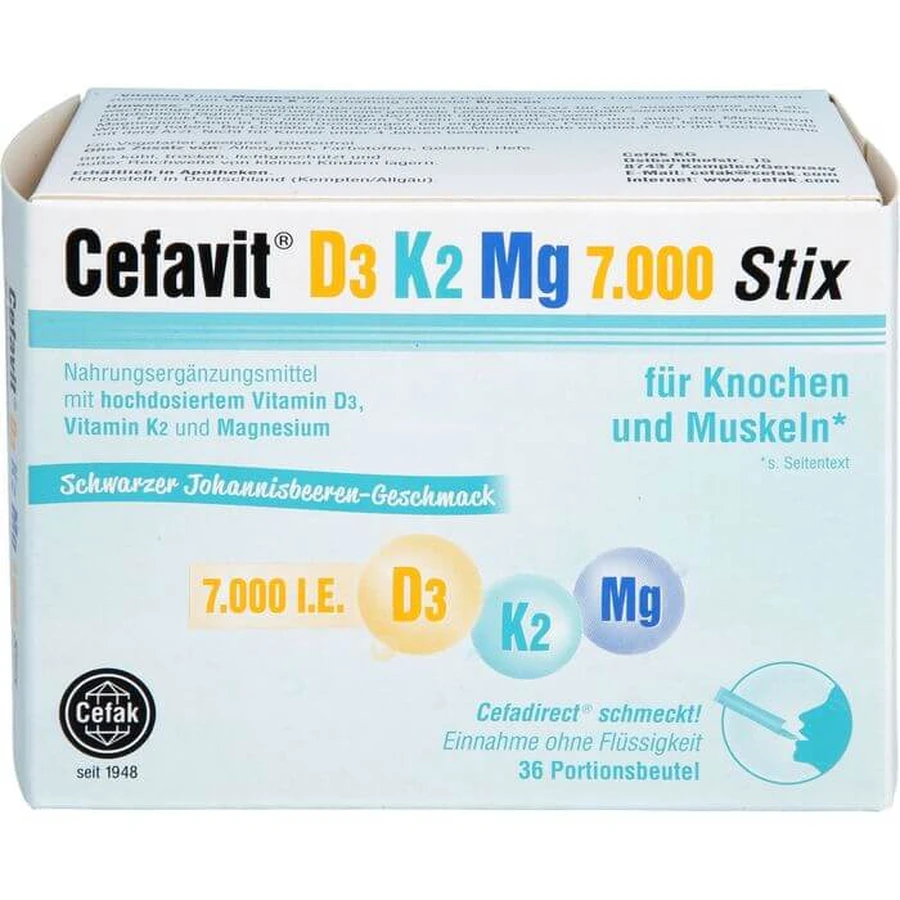 CEFAVIT D3 K2 Mg 7.000 I.E. Stix gránulos 36 uds.