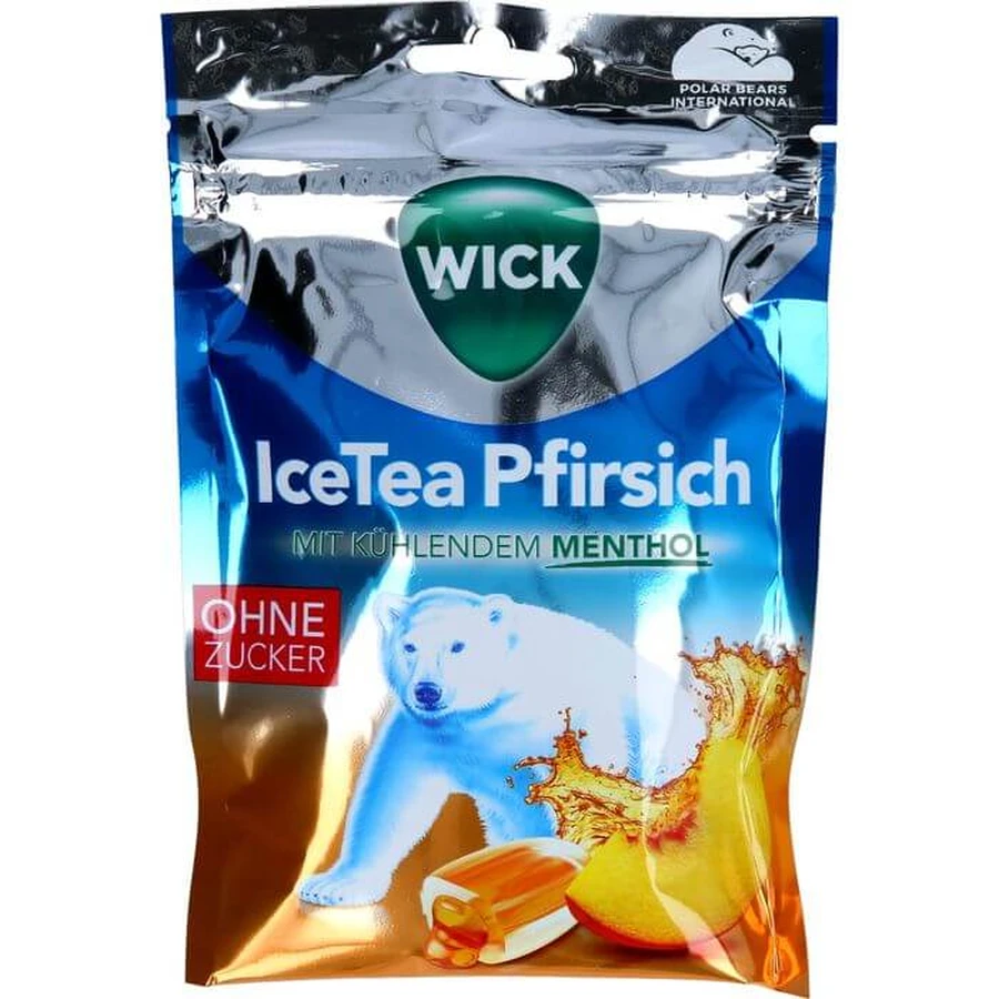 WICK IceTea brzoskwiniowe cukierki bez cukru 72 g: ceny i cechy