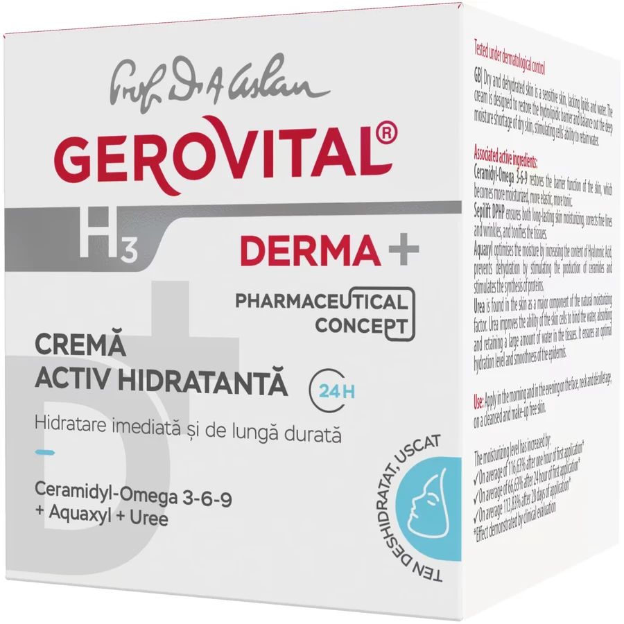 Gerovital H3 Derma+ crème hydratante active, 50 ml, Farmec