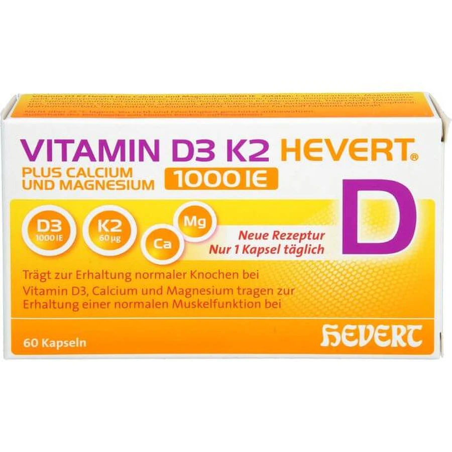 VITAMIN D3 K2 Hevert+Calcium u.Magnes.1000 IE Kps. 60 St.
