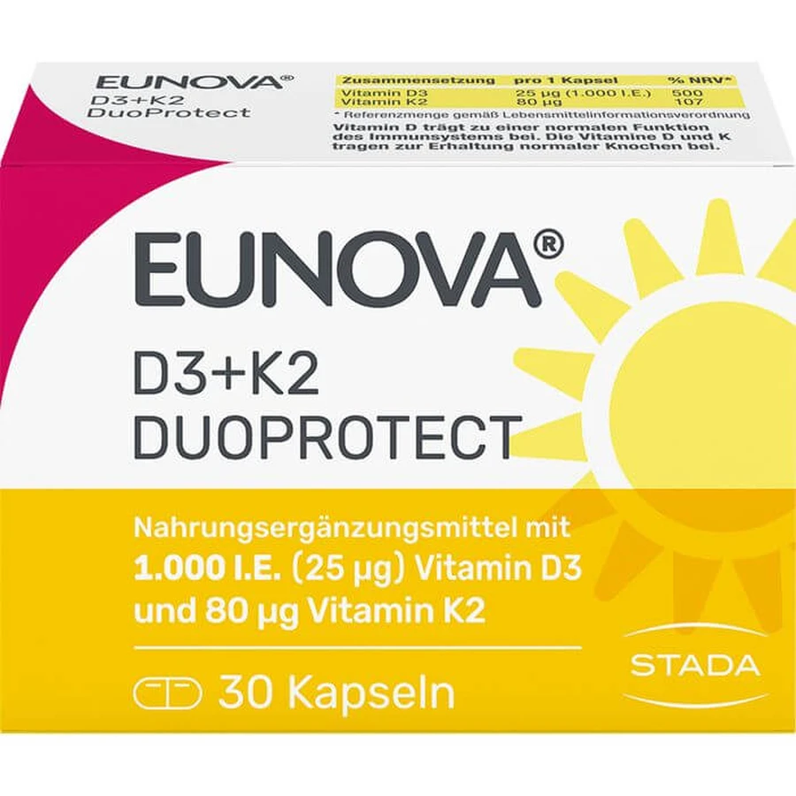 EUNOVA DuoProtect D3+K2 1000 I.U./80 µg kapsułki 30 szt.: ceny i cechy