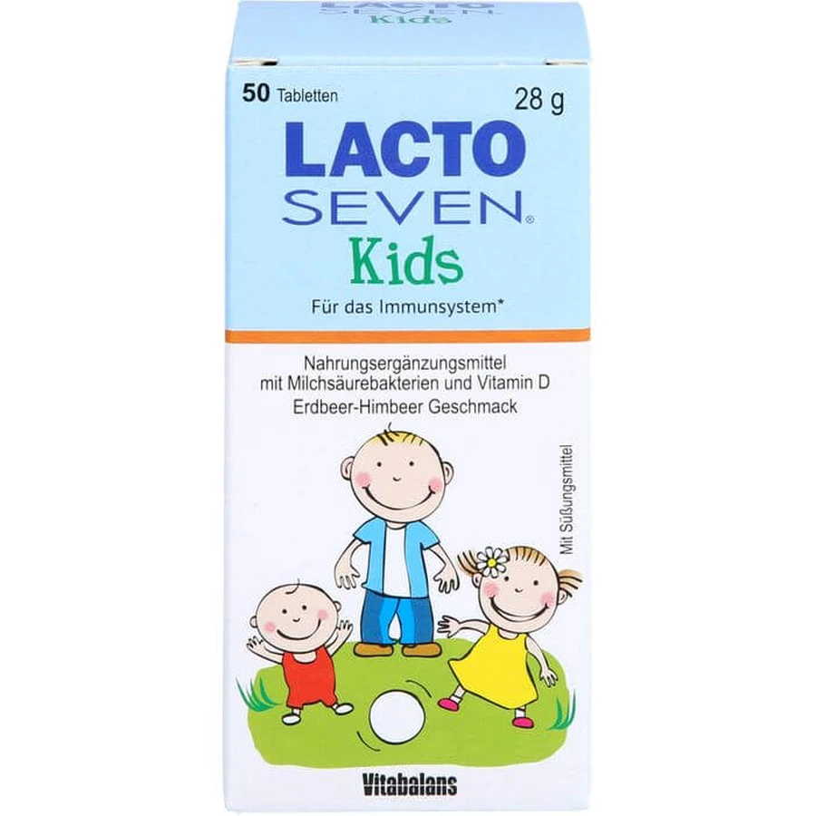 LACTO SEVEN Kids Tabl. o smaku truskawkowo-malinowym. 50 St.: ceny i cechy