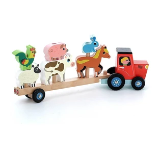 Camión de transporte de animales - Juguete apilable de madera - Vilac