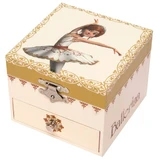"Ballerina" cube music box with drawer
