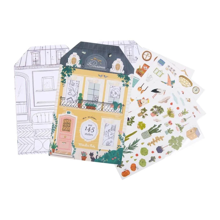 Coloring book with stickers Les Parisiennes, Moulin Roty