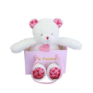 Miękki pluszowy miś "Kocham Cię" w torbie prezentowej - 25 cm