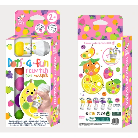 Zestaw 5 zmywalnych kariolek Dots4Fun o zapachu owocowym, Haku Yoka: ceny i cechy