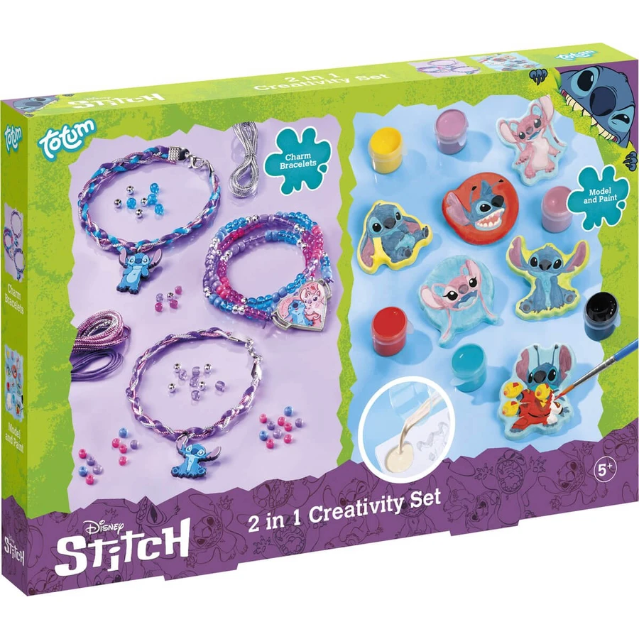 Kit de bricolage créatif 2 en 1, Créer des bracelets et des figurines en plâtre, Disney Lilo et Stitch