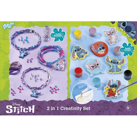 Kit de bricolage créatif 2 en 1, Créer des bracelets et des figurines en plâtre, Disney Lilo et Stitch
