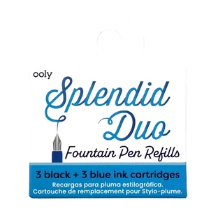 Recambios de bolígrafo Splendid - tinta azul y negra, lote de 6