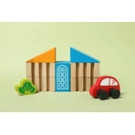 Wooden building blocks set - City, 18 pieces