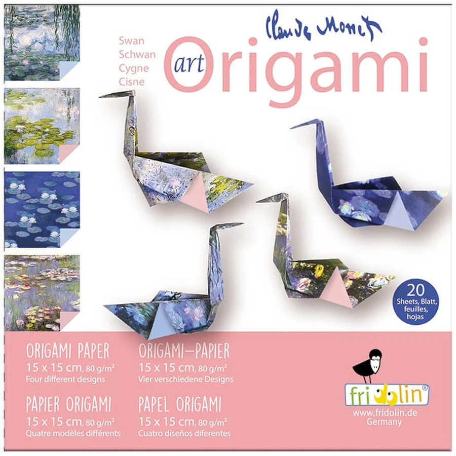 Origami con disegno di cigno Claude Monet, Fridolin