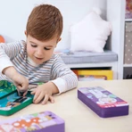 Magnetische puzzel in metalen doos, bijpassend en associatiespel - Ruimteavonturiers
