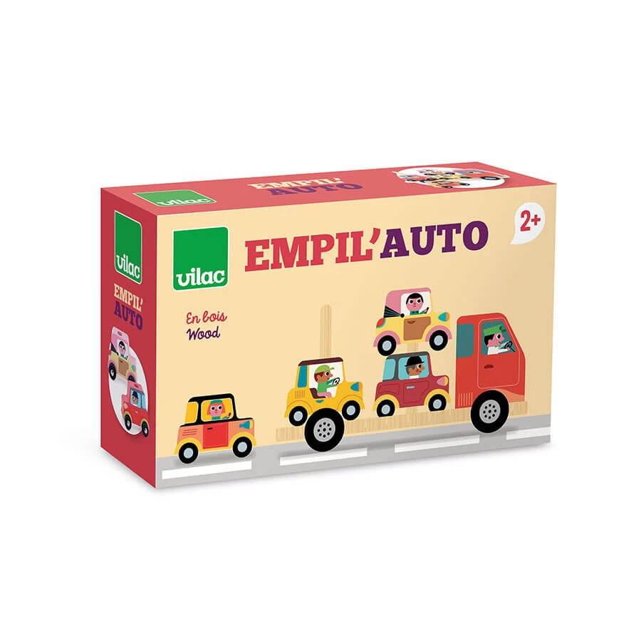 Camion con 4 auto - Giocattolo di legno impilabile - Vilac