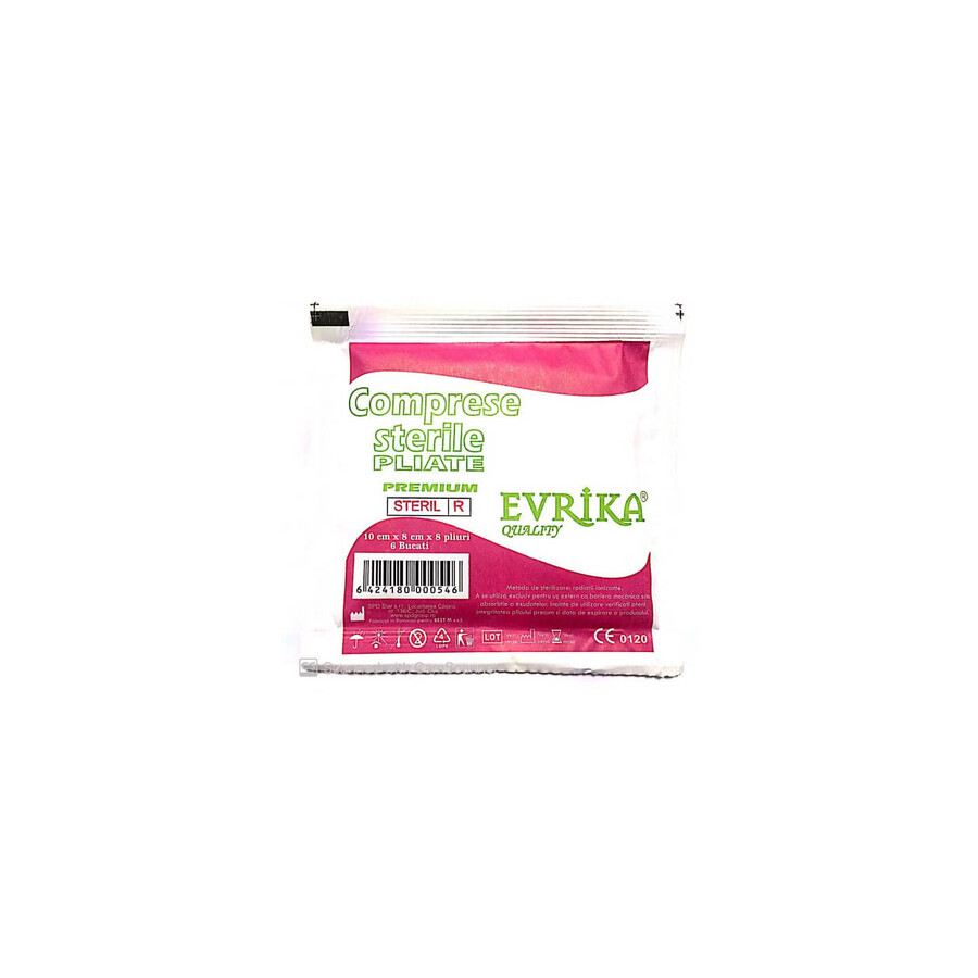 Evrika comprese sterile pliate 10 cm x 8 cm