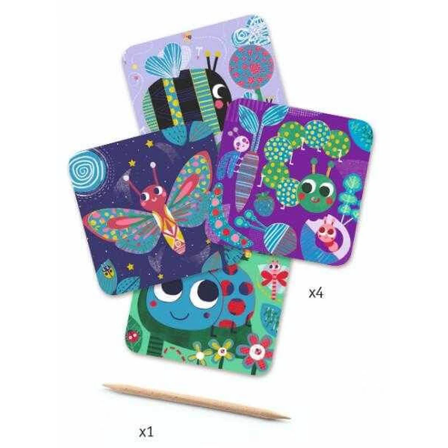 Djeco Creative Scratching Set, Friendly Insects (insectes sympathiques)