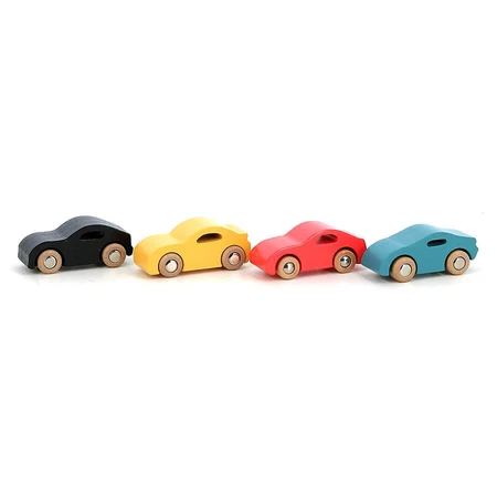 Kiste mit 4 Rennwagen aus Holz - Vilac