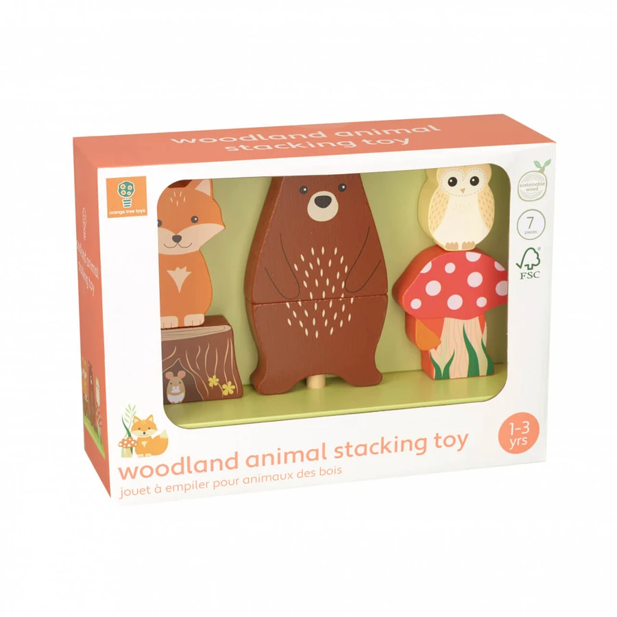 Wooden stacking toy with forest animals, Orange Tree Toys