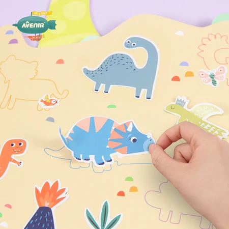 Tragbares Aquarellmalbuch, Aufkleber und Spiele - Dinosaurier