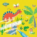 Tragbares Aquarellmalbuch, Aufkleber und Spiele - Dinosaurier