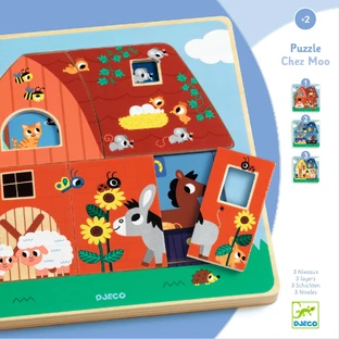 Puzzle a strati Djeco, animali della fattoria
