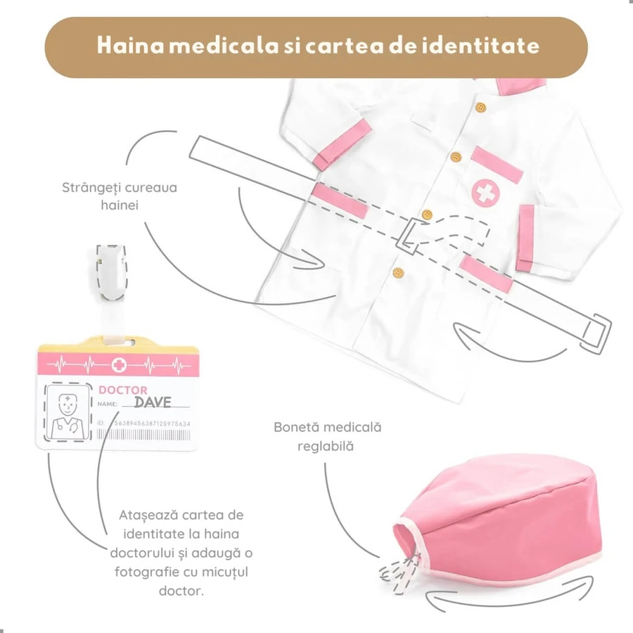 Kompletny zestaw do odgrywania ról doktora, różowy, UMU Toys: ceny i cechy