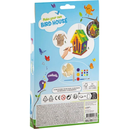 Set créatif DIY, Mini cabane à oiseaux, construire et peindre, bleu