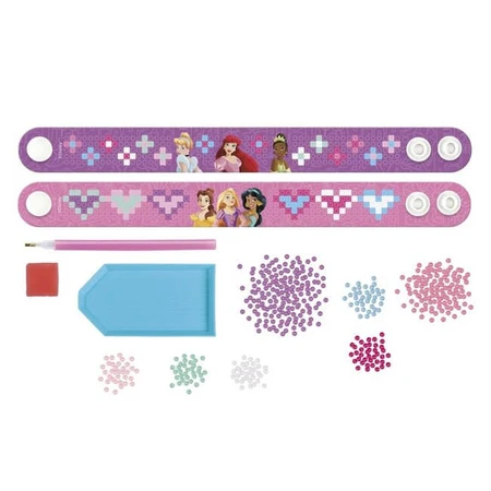 Set de bricolaje creativo, Crea pulseras con la técnica de pintura de diamantes, Princesa Disney